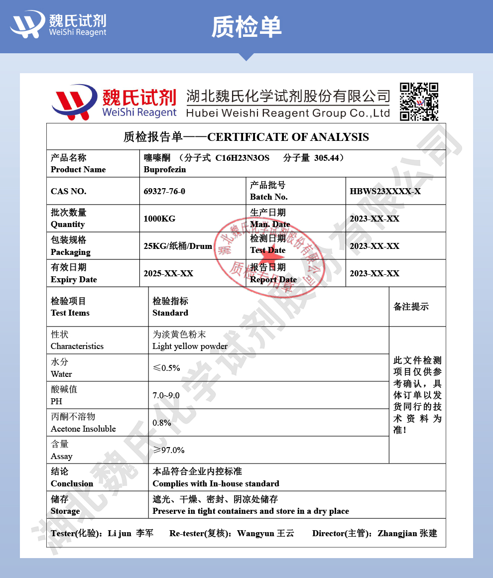 噻嗪酮质检单