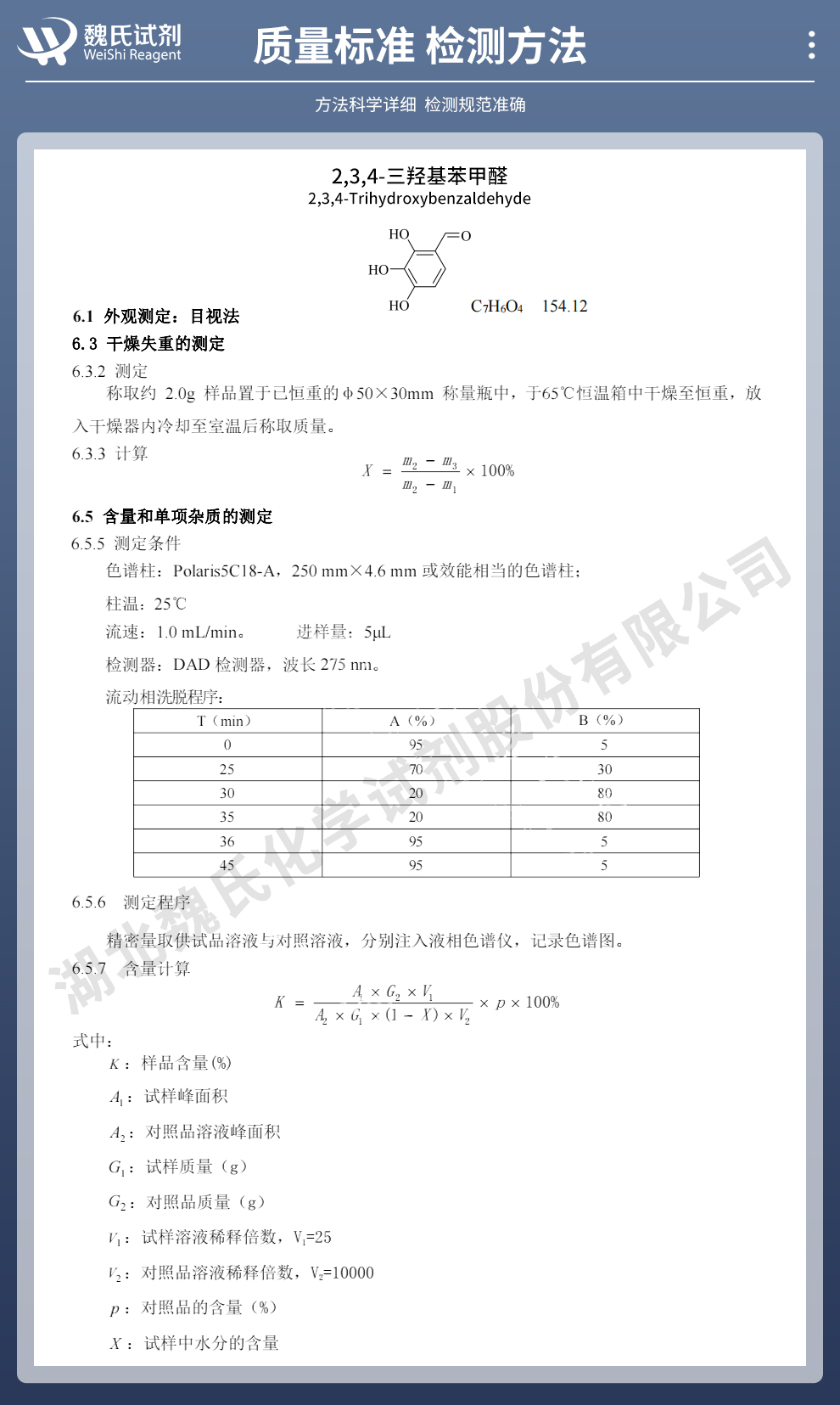 2,3,4-三羟基苯甲醛质量标准和检测方法