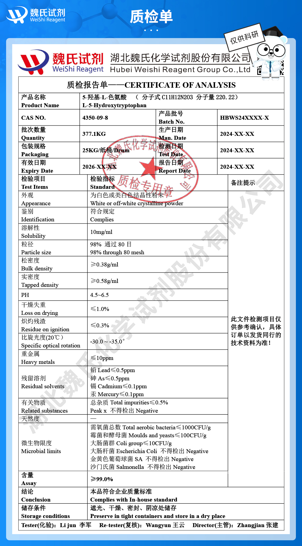 5-羟基色氨酸质检单