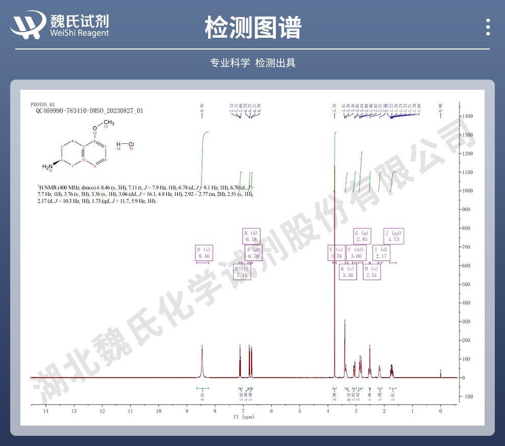 (S)-2-氨基-5-甲氧基四氢萘盐酸盐-罗替戈汀中间体一光谱