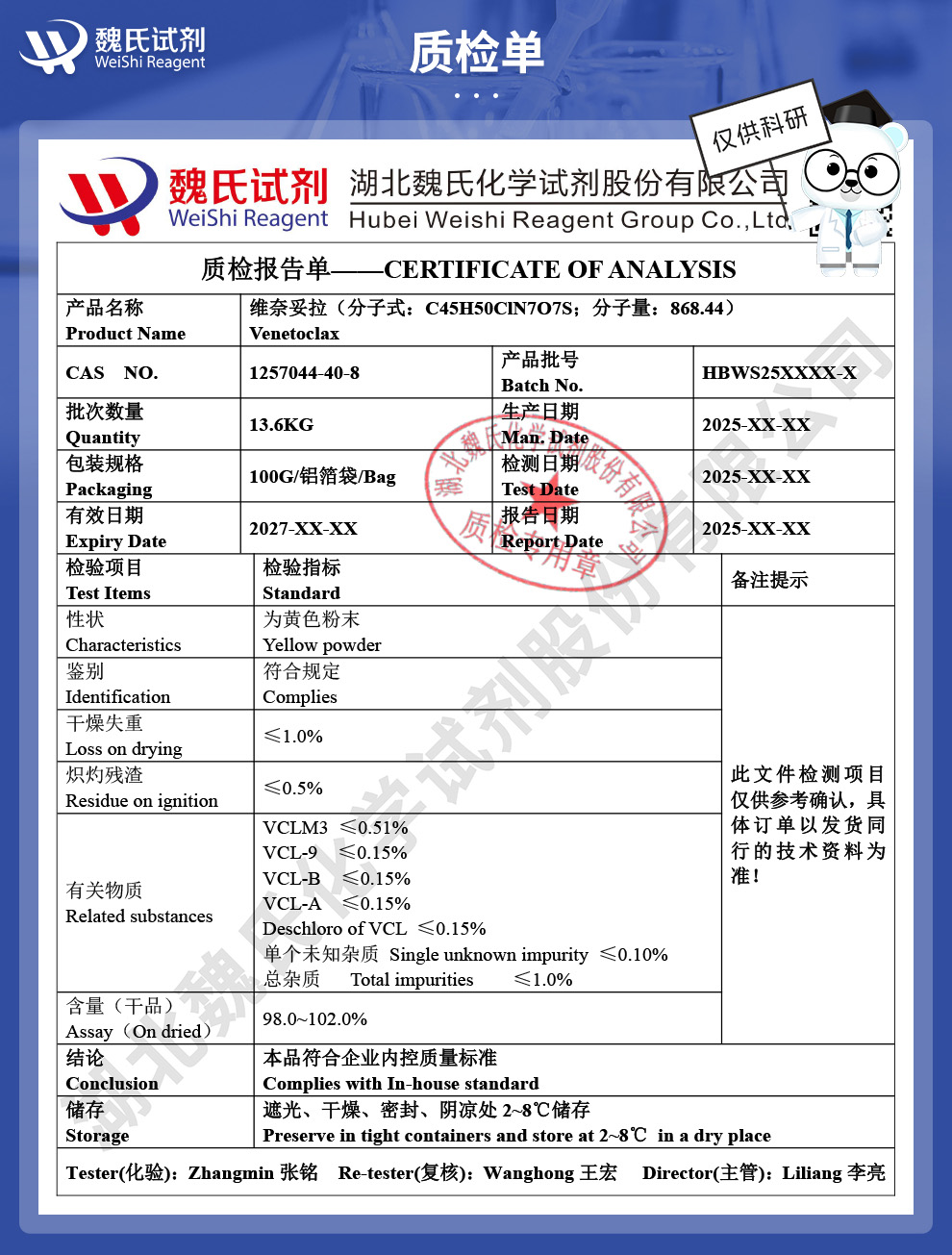 维萘妥拉质检单