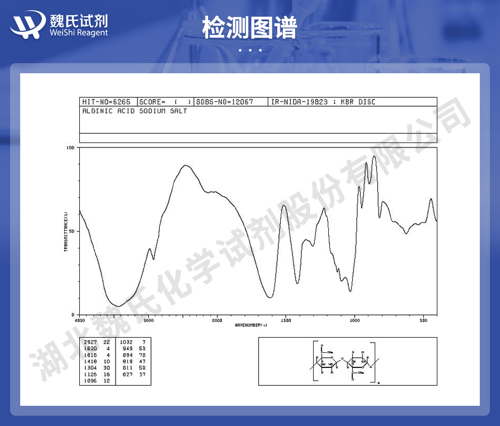 海藻酸钠；褐藻酸钠；黏度600-800mpa.s光谱