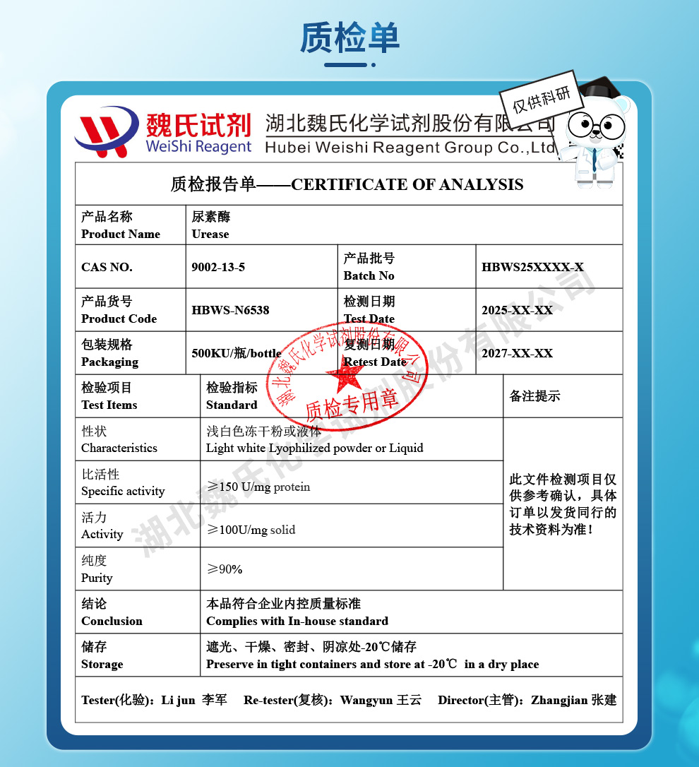 尿素酶质检单