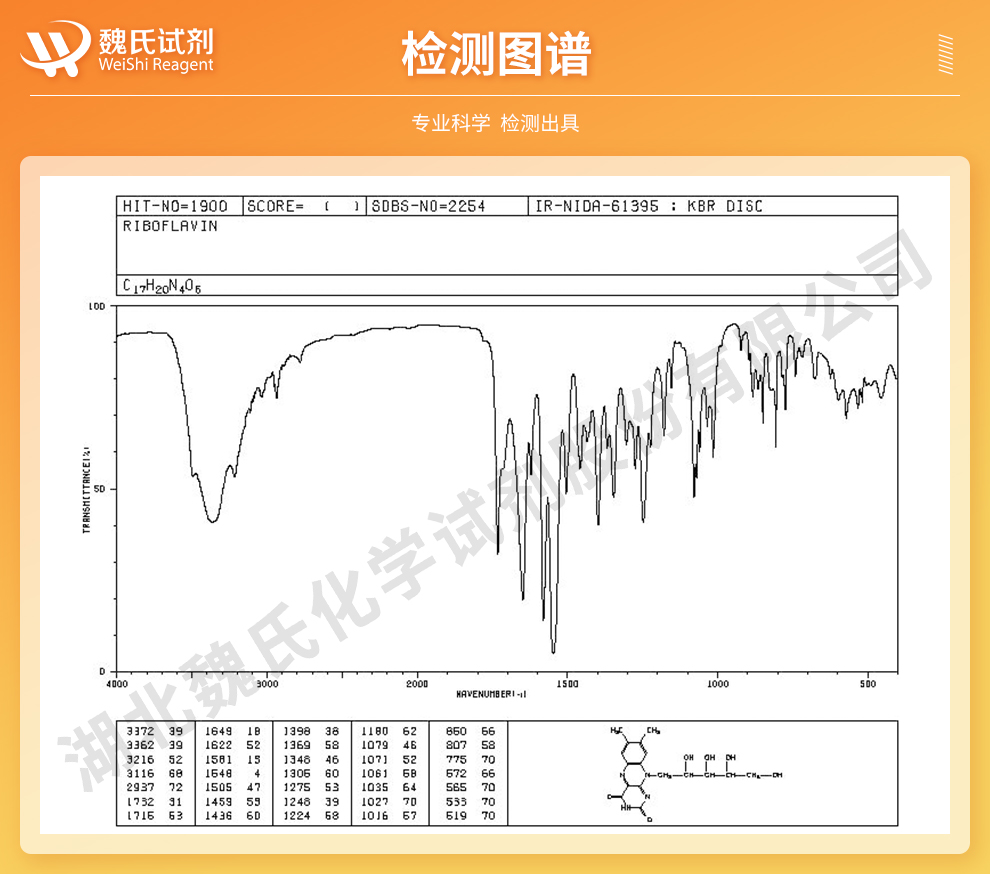 维生素B2；核黄素;VB2—出口标准光谱