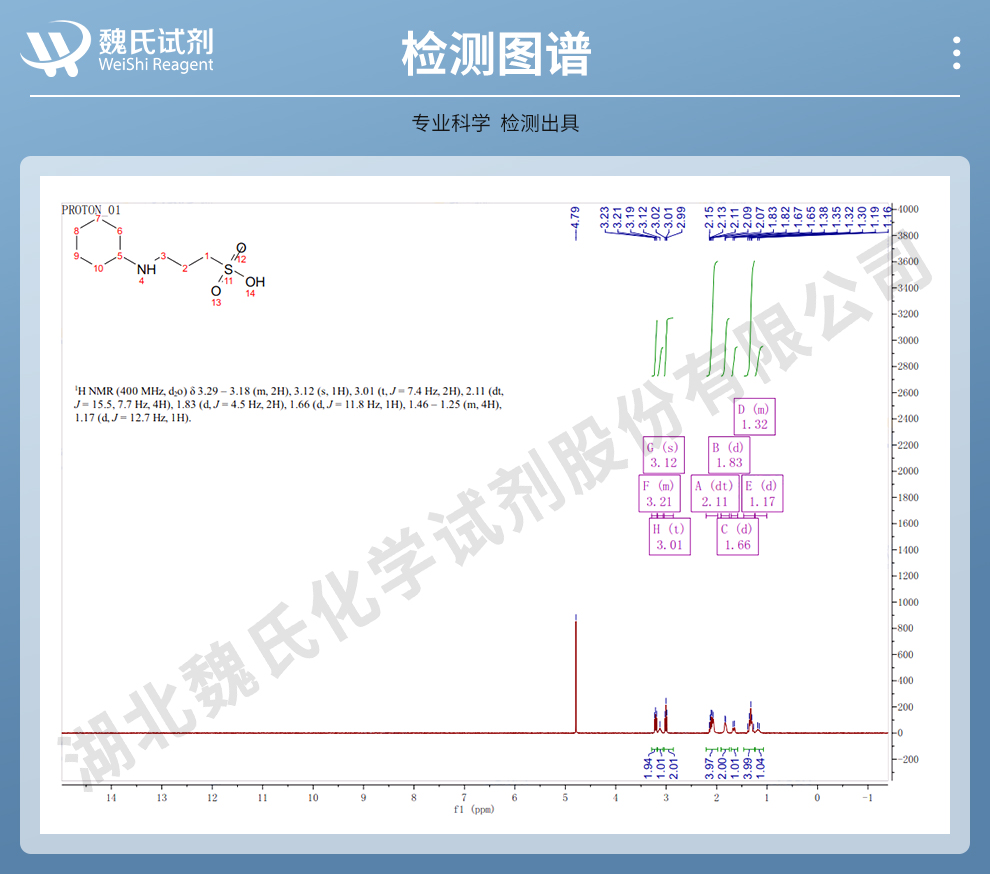 3-(环己胺)-1-丙磺酸；3-环已胺基丙磺酸；CAPS光谱