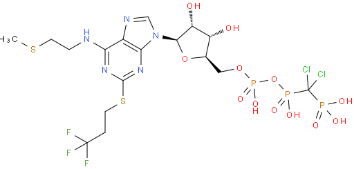 5''-O-[({[dichloro(phosphono)methyl](hydroxy)phosphoryl}oxy)(hydroxy)phosphoryl]-N-[2-(methylsulfanyl)ethyl]-2-[(3,3,3-trifluoropropyl)sulfanyl]adenosine