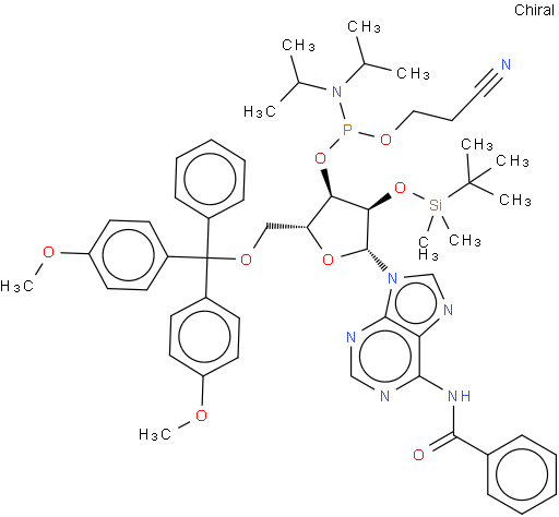 N-Benzoyl-5'-O-(4,4-Dimethoxytrityl)-2'-O-[(tert-butyl)dimethylsilyl]adenosine-3'-(2-cyanoethyl-N,N-diisopropyl)phosphoramidite