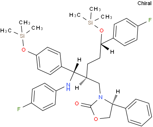 3-[(2R,5S)-5-(4-Fluorophenyl)-2-[(S)-[(4-fluorophenyl(amino)]][4-[trimethylsilyl]-oxy]phenyl]methyl]-1-oxo-5-[(trimethylsily)-oxy]pentyl]-4-phenyl-(4S)-2-oxazolidinone